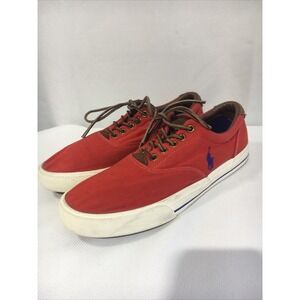 Polo Ralph Lauren Men's Paxon Low Canvas Sneakers Tennis Shoes Mens Sz 9D Red .